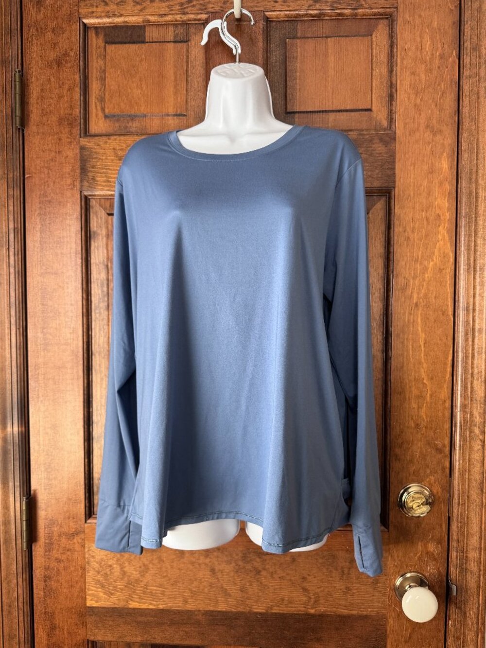 SPANX Blue Open Back Long Sleeve Active Top w/Thumb Holes Size 1X